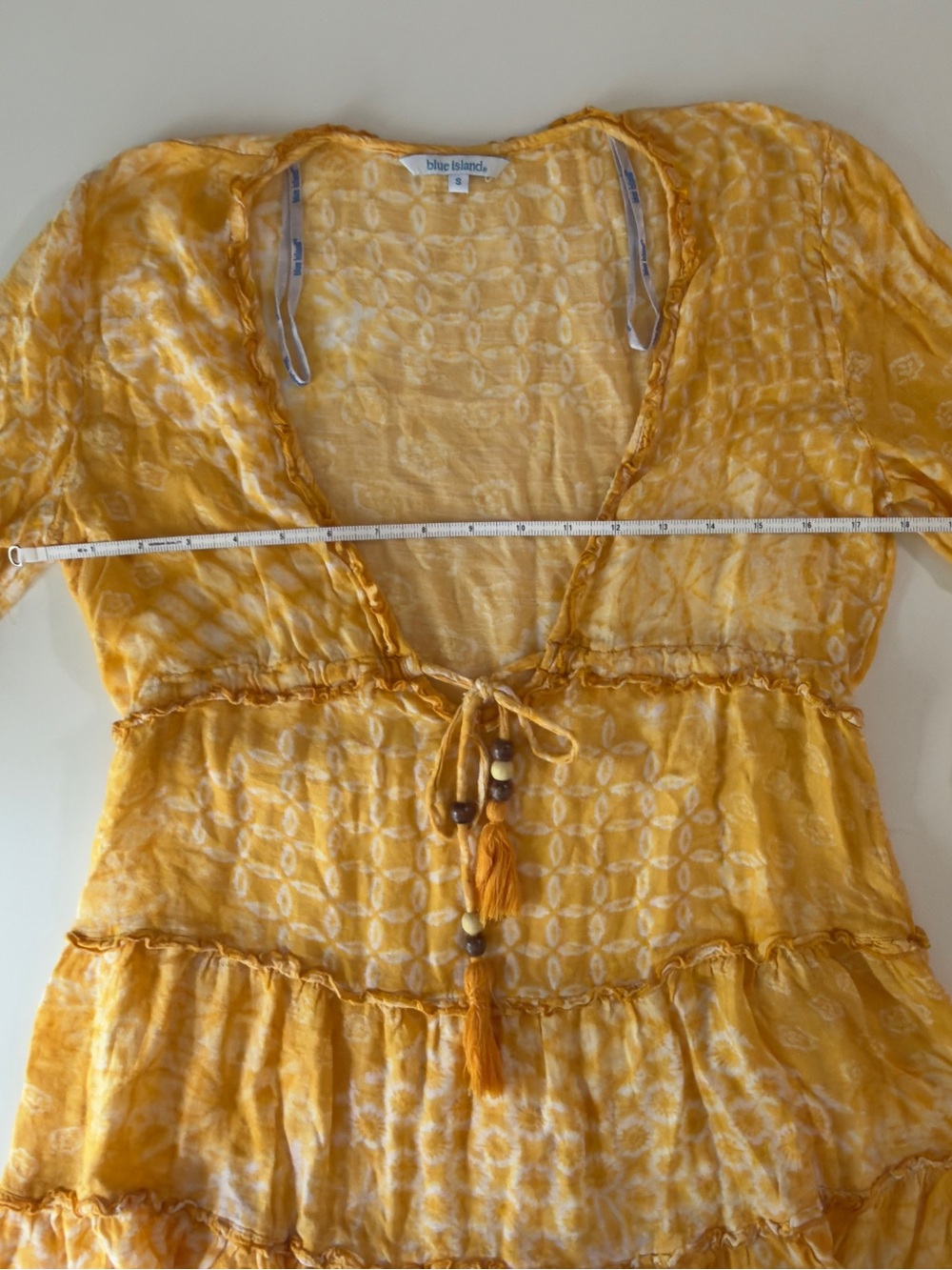 blue island Yellow and White Patterned Top - Picture 6 of 10